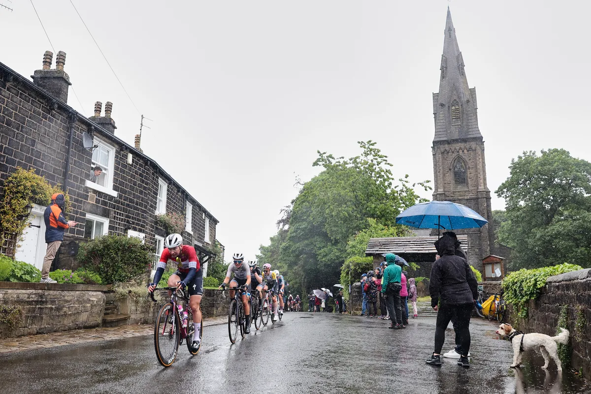 Lorena Wiebes of The Netherlands and Team SD Worx-Protime - Red Sprint Jersey and Eline Jansen of The Netherlands and Volkerwessels Pro Cycling Team - Pink Best Young Rider Jersey lead the peloton during the 9th Tour of Britain Women 2024, Stage 4.