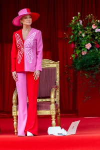 Princess Delphine of Belgium attends the military and civil parade during the Belgian national day on July 21, 2024 in Brussels, Belgium.  (Photo by Geert Vanden Wijngaert/Getty Images)