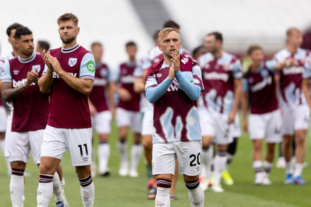 West Ham stars Jarrod Bowen and Niclas Fullkrug applaud the club's fans