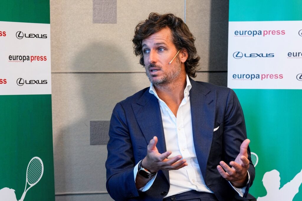 Feliciano Lopez, Director of the 2024 Davis Cup finals, attends during the Desayunos Deportivos Europa Press 