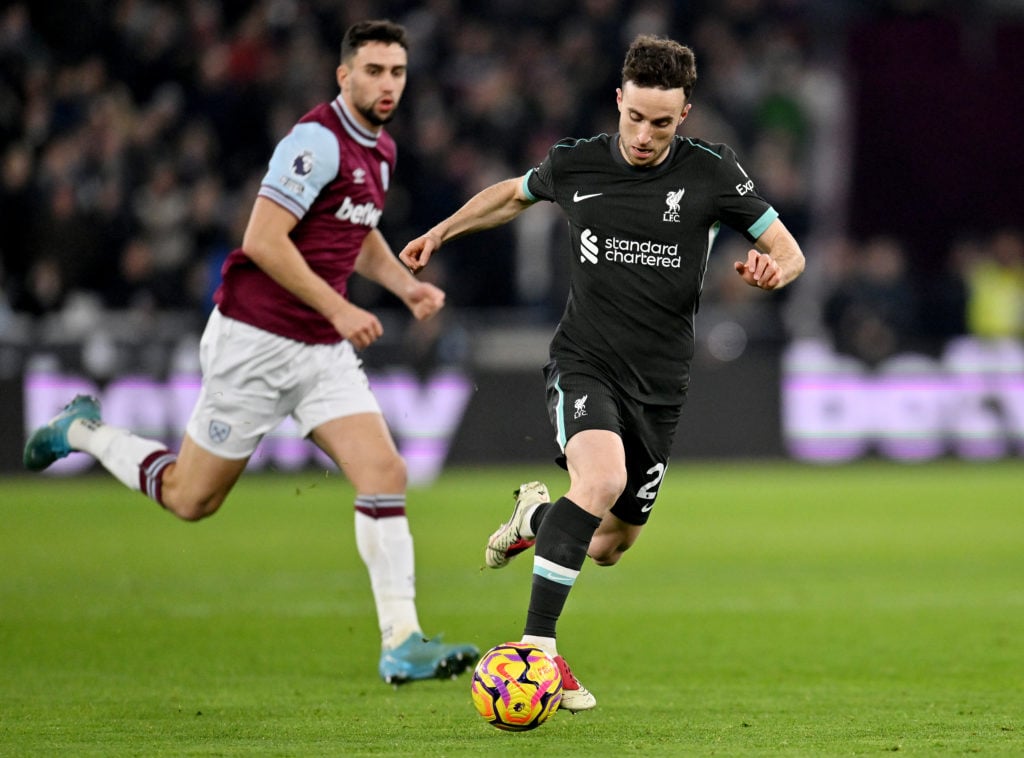 Diogo Jota in action for Liverpool against West Ham
