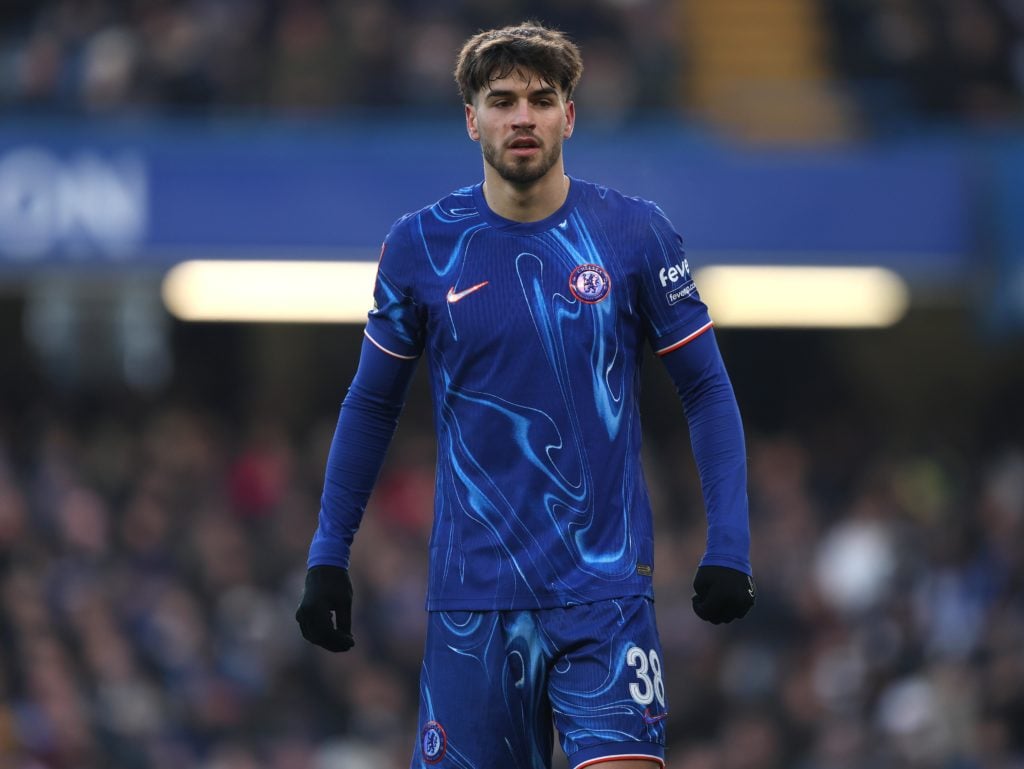 Marc Guiu in action for Chelsea against Morecambe in the FA Cup.