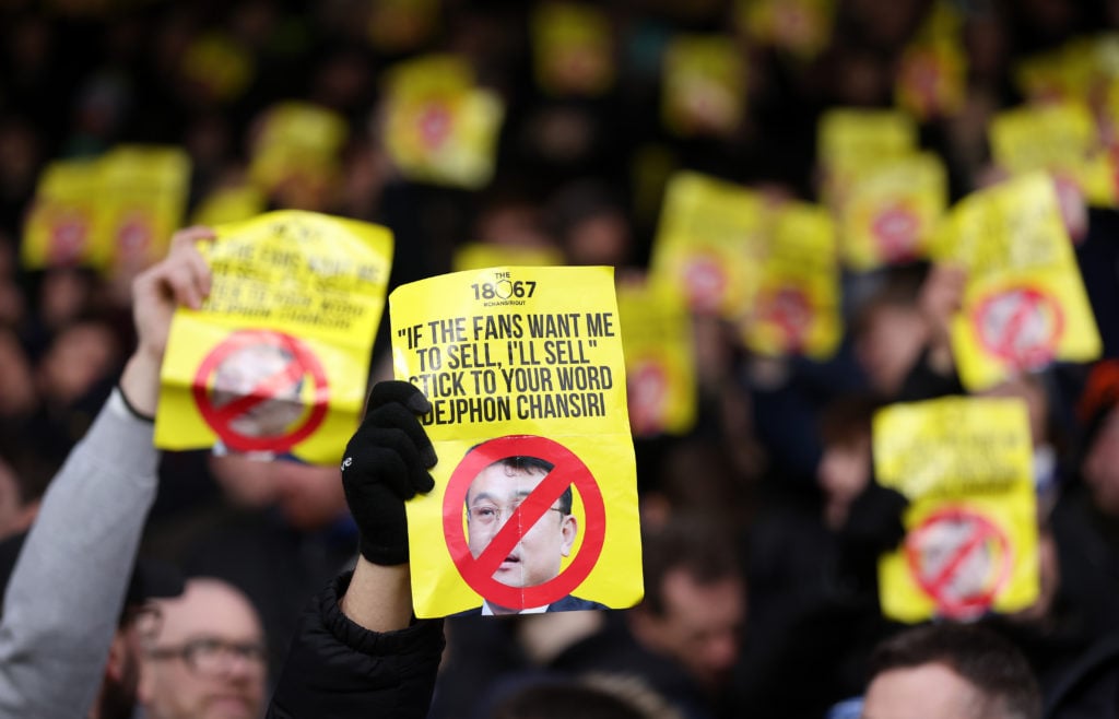 Sheffield Wednesday supporters protest against team owner Dejphon Chansiri