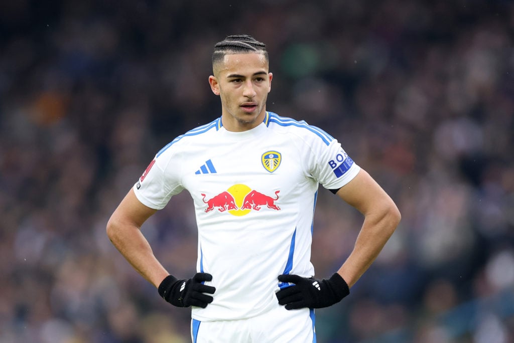 Mateo Joseph has hands on hips during Leeds United vs Millwall.