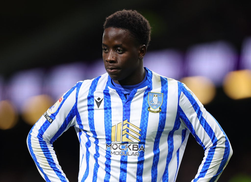 Djeidi Gassama of Sheffield Wednesday looks on