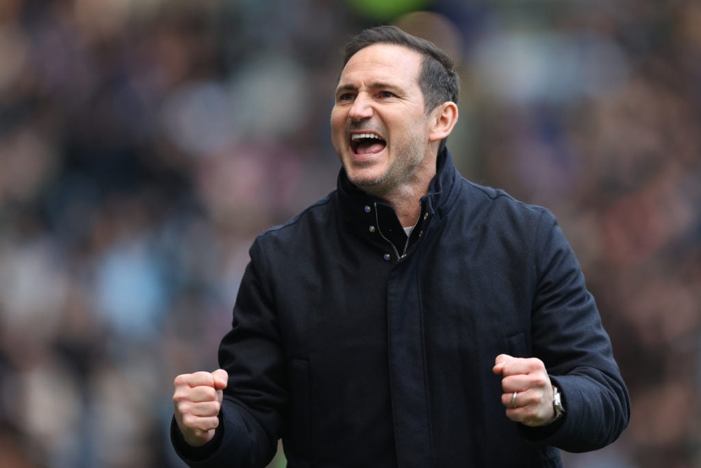 Coventry City manager Frank Lampard celebrates the second goal for his team during the Sky Bet Championship match between Coventry City and Sunderland AFC