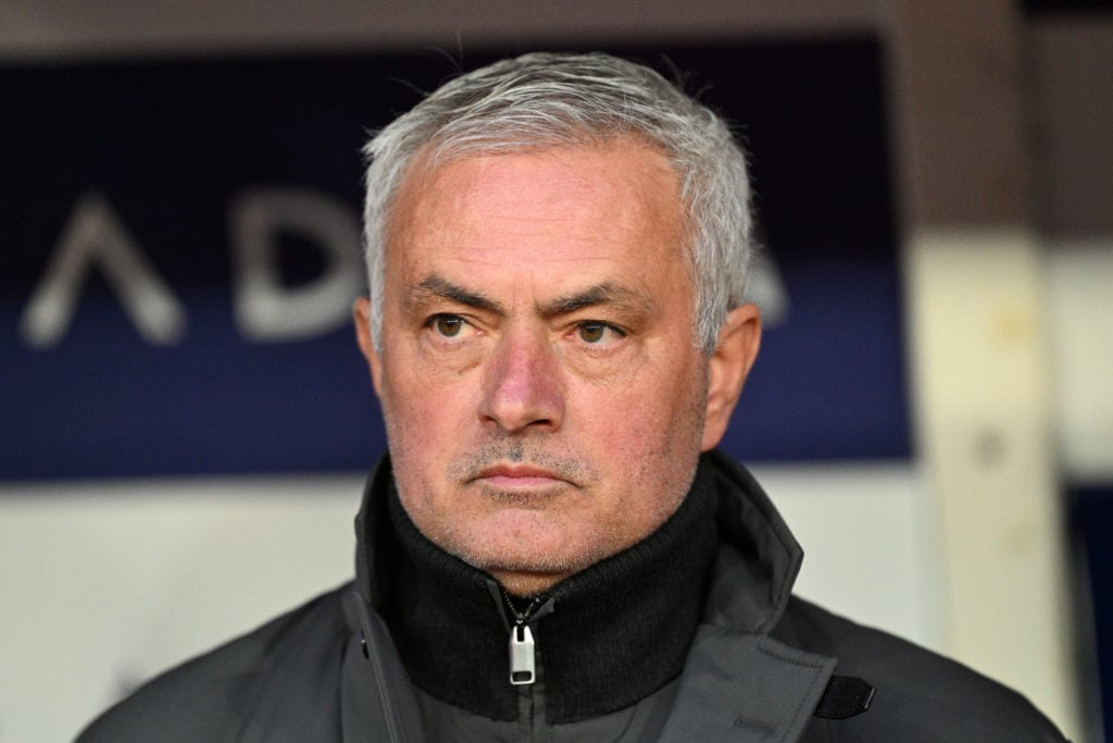 Jose Mourinho looks on during Fenerbahce's clash against Sivasspor.