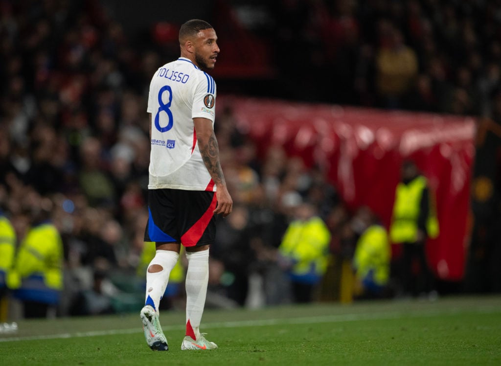 Corentin Tolisso after being sent off against Manchester United.