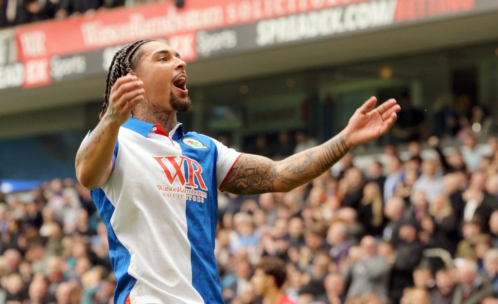 Blackburn Rovers' Tyrhys Dolan celebrates scoring