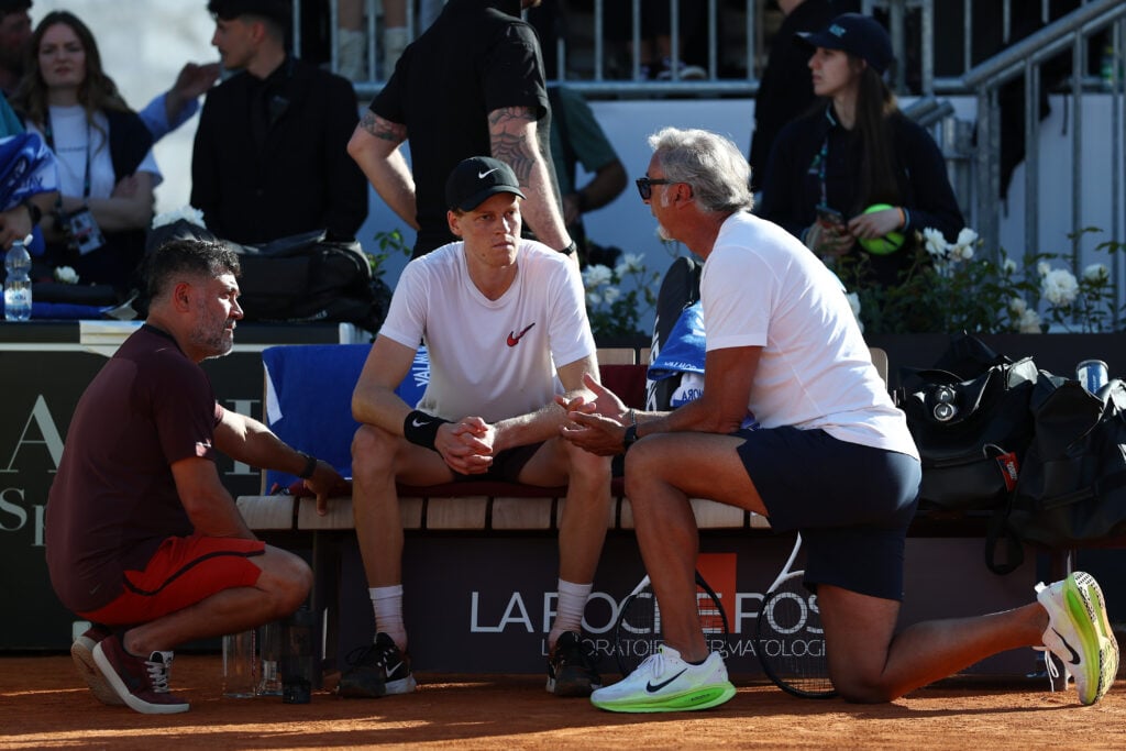 Jannik Sinner speaks to Ulises Badio and Marco Panichi at the 2025 Italian Open