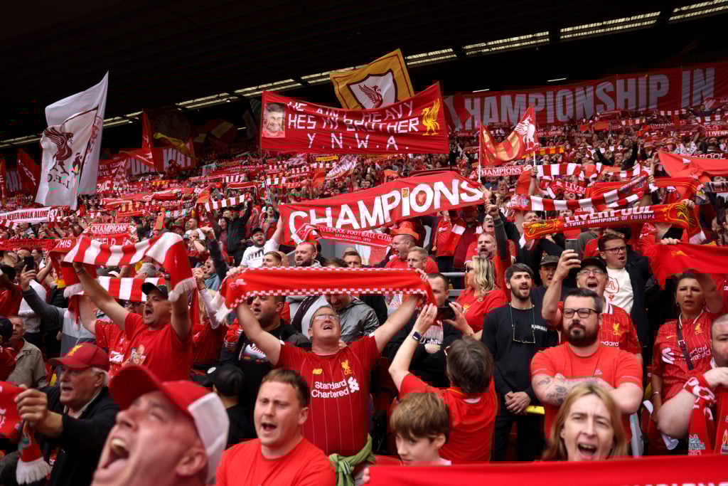 Liverpool fans celebrate at Anfield