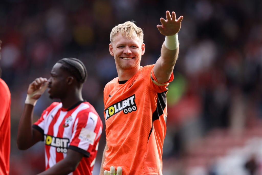 Southampton's Aaron Ramsdale thanks the home fans