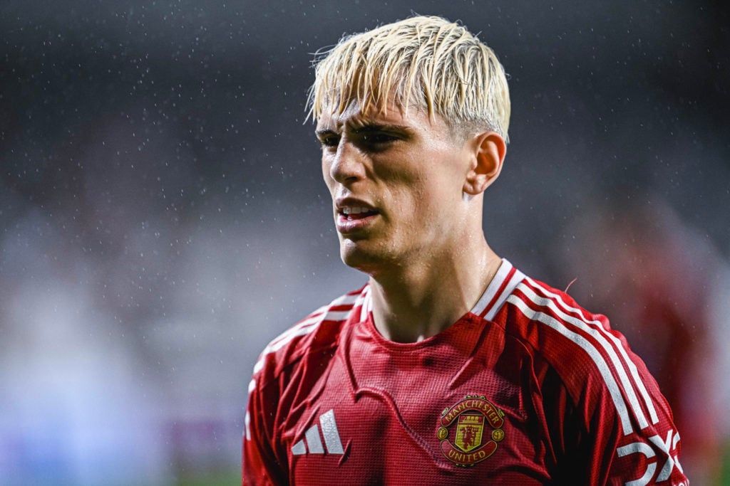 Alejandro Garnacho #17 of Manchester United in action during the postseason friendly match between Manchester United and Hong Kong