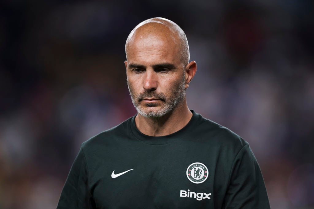 Enzo Maresca, head coach of Chelsea FC, looks on during the