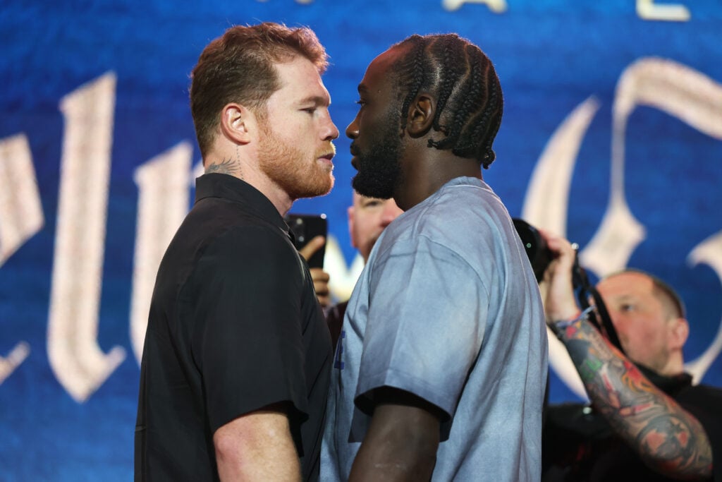 Canelo Álvarez and Terence Crawford face off at Press Conference at Fanatics Fest, New York City