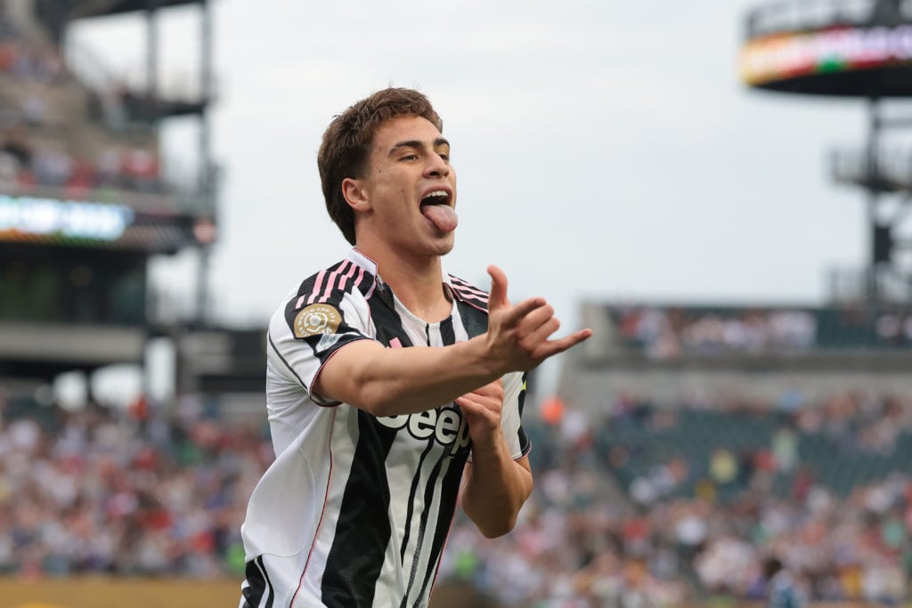 Kenan Yildiz celebrates scoring during Juventus FC v Wydad AC: Group G - FIFA Club World Cup 2025