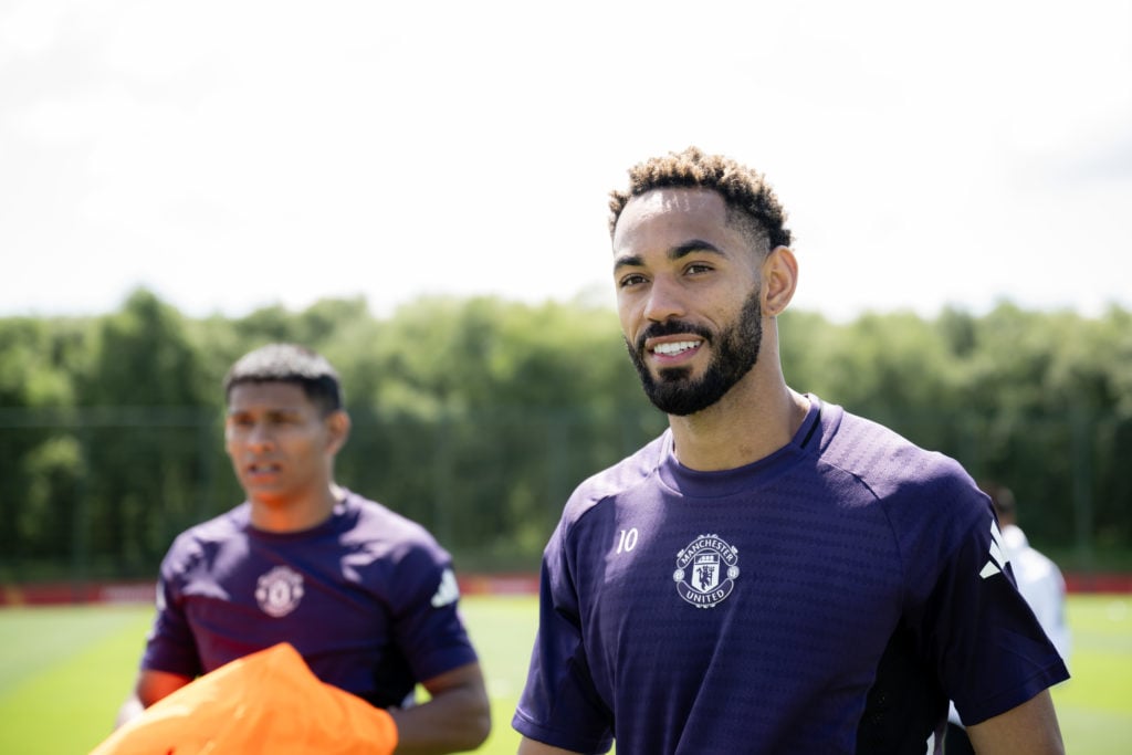 Matheus Cunha in pre-season training at Manchester United.