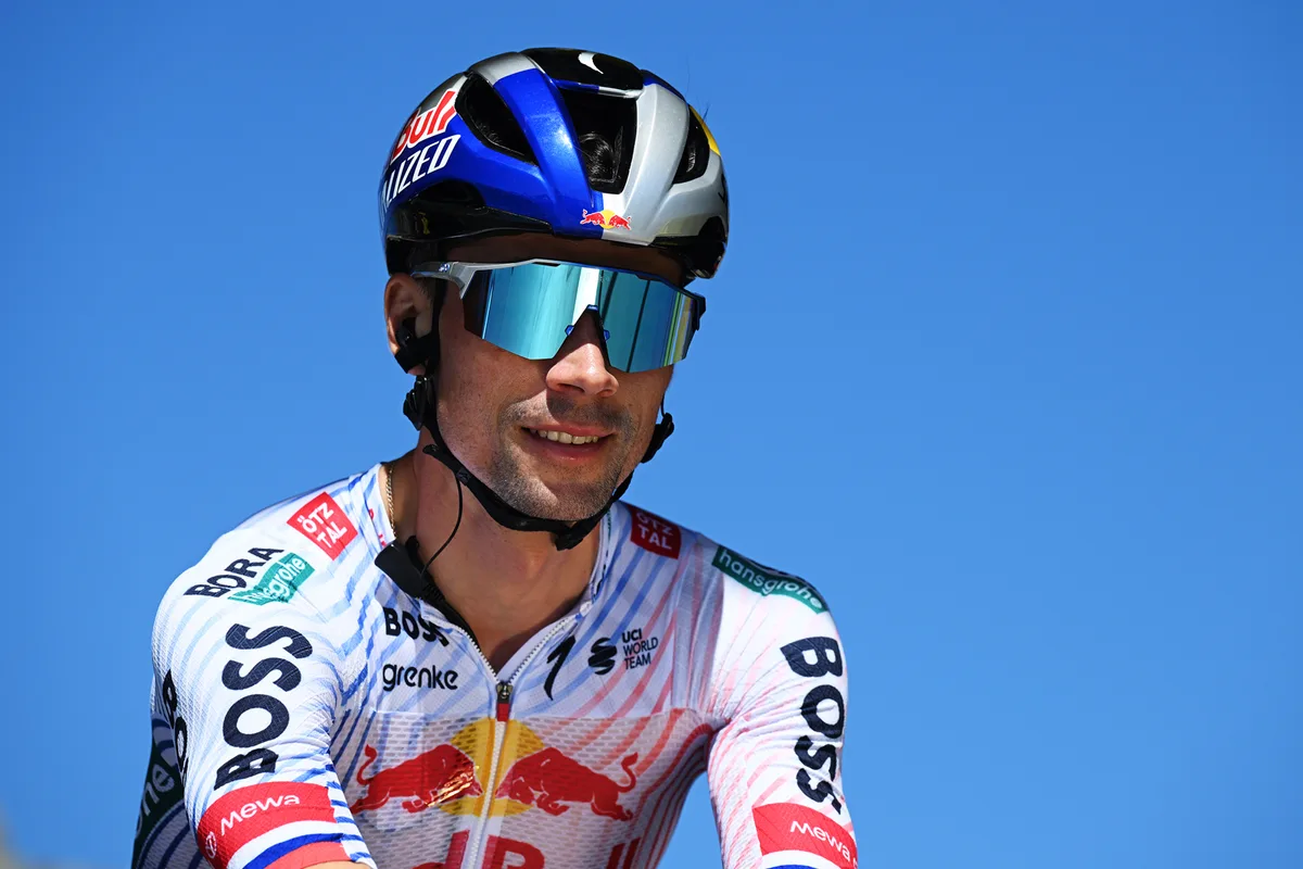 Primoz Roglic of Slovenia and Team Red Bull - BORA - hansgrohe prior to the 112th Tour de France, Stage 7.
