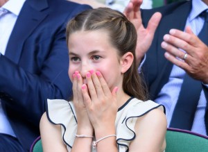 LONDON, ENGLAND - JULY 13: Princess Charlotte of Wales attends day fourteen of the Wimbledon Tennis Championships at the All England Lawn Tennis and Croquet Club on July 13, 2025 in London, England. (Photo by Karwai Tang/WireImage)
