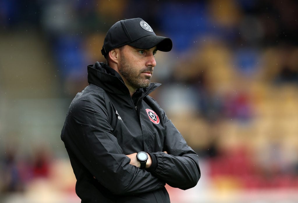 Ruben Selles, Manager of Sheffield United, looks on