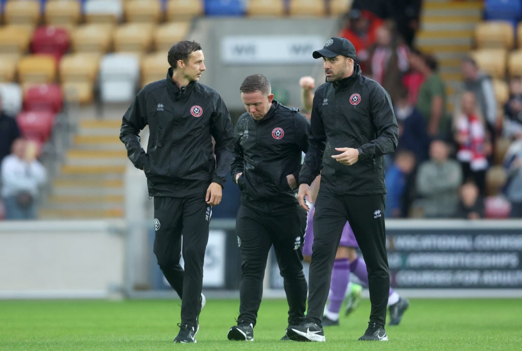 Ruben Selles, Manager of Sheffield United, looks on