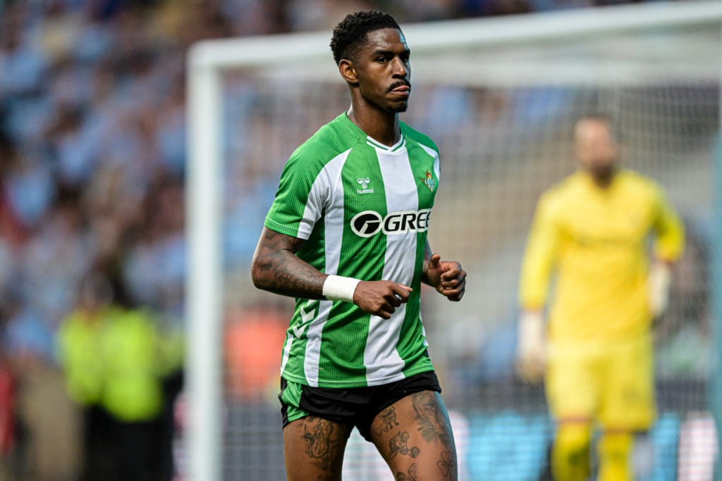 Junior Firpo in action for Real Betis during a friendly against Coventry.
