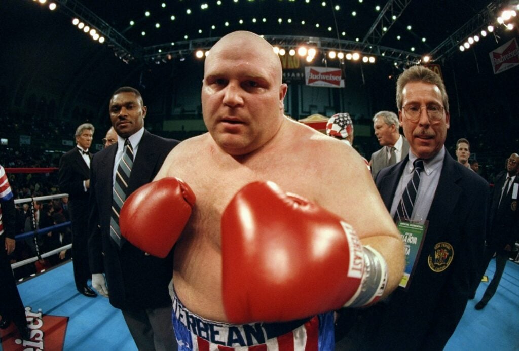 Butterbean poses for a picture ahead of his December 1997 fight with Doug Phillips