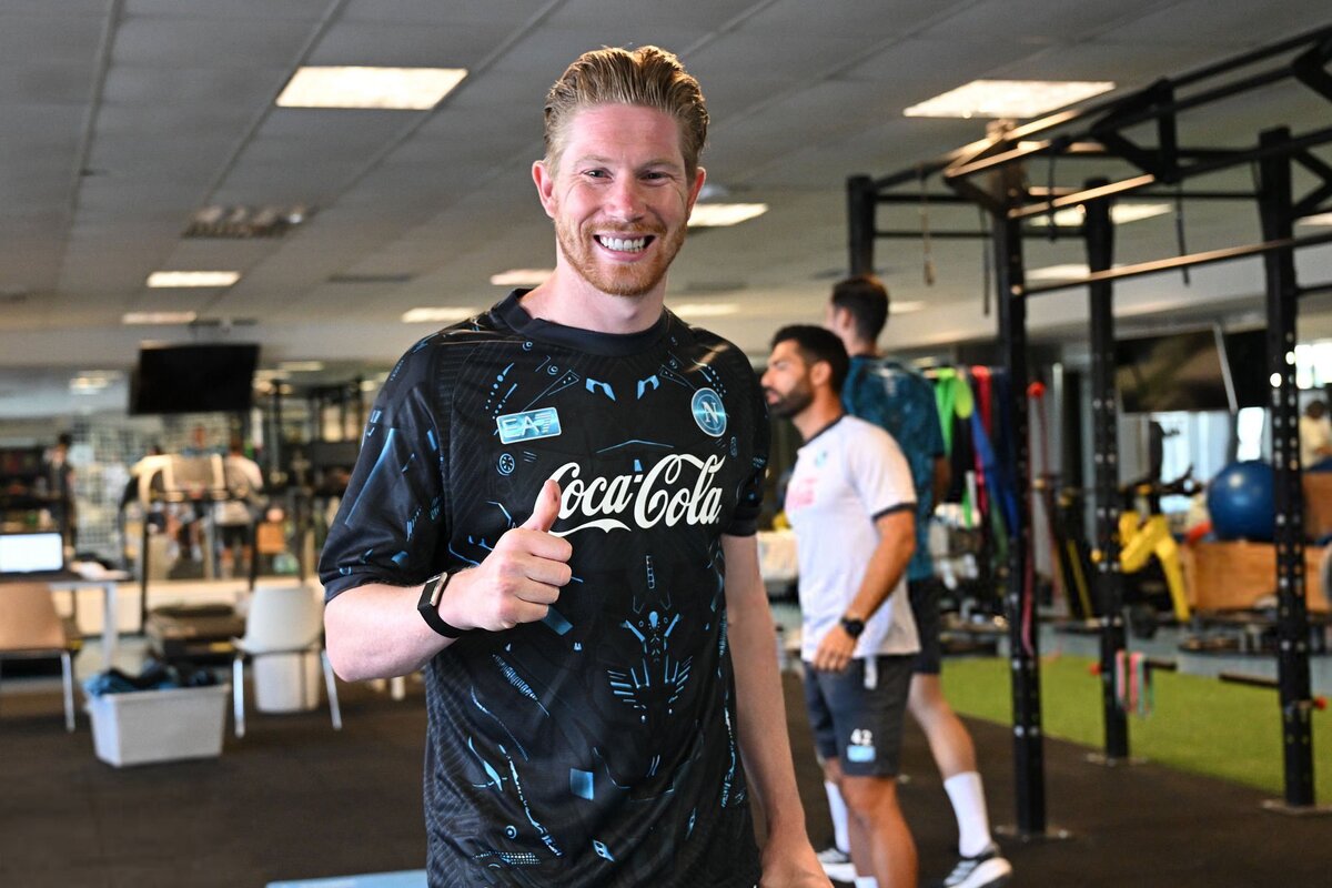 Kevin De Bruyne on first day of Napoli pre-season training, July 15, 2025.