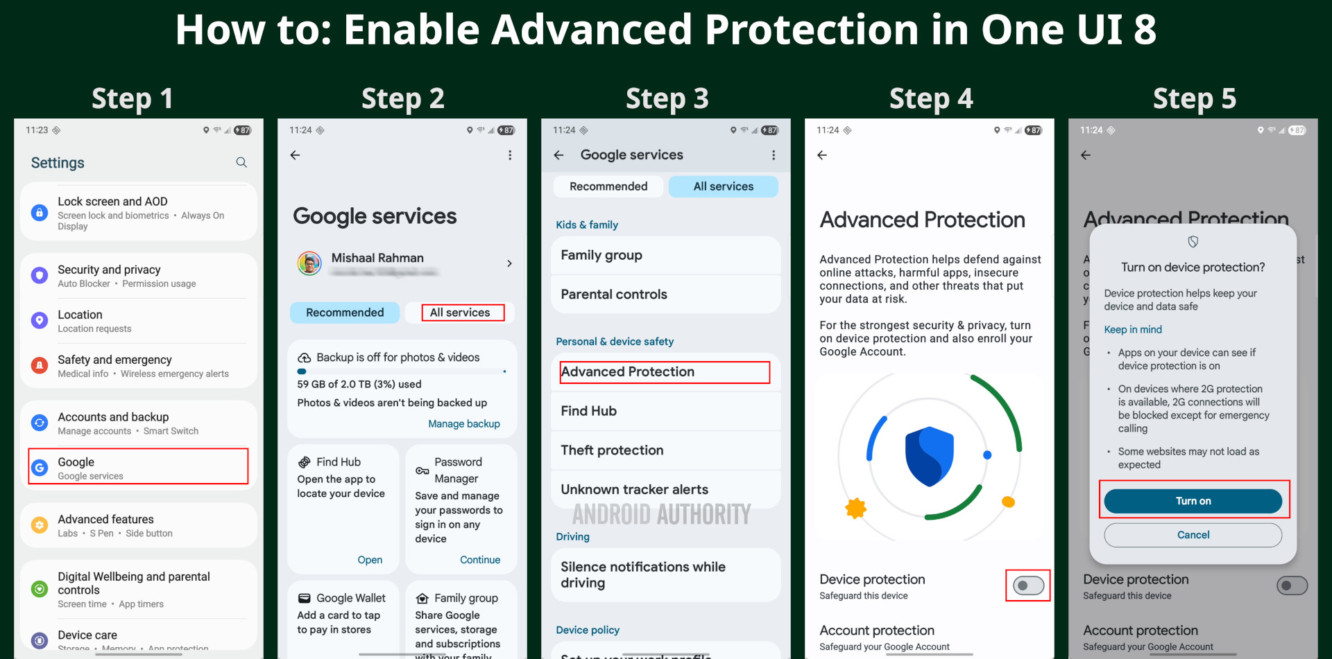 How to enable Advanced Protection in One UI 8