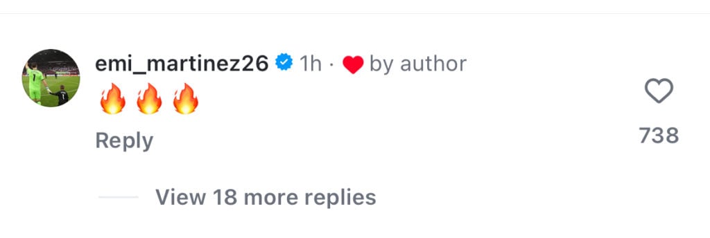 Emi Martinez Instagram response to Lisandro Martinez