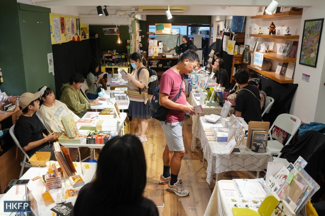 Hunter Bookstore's independent book fair featured 10 independent bookstores and publishers in July 2024. Photo: Kyle Lam/HKFP.