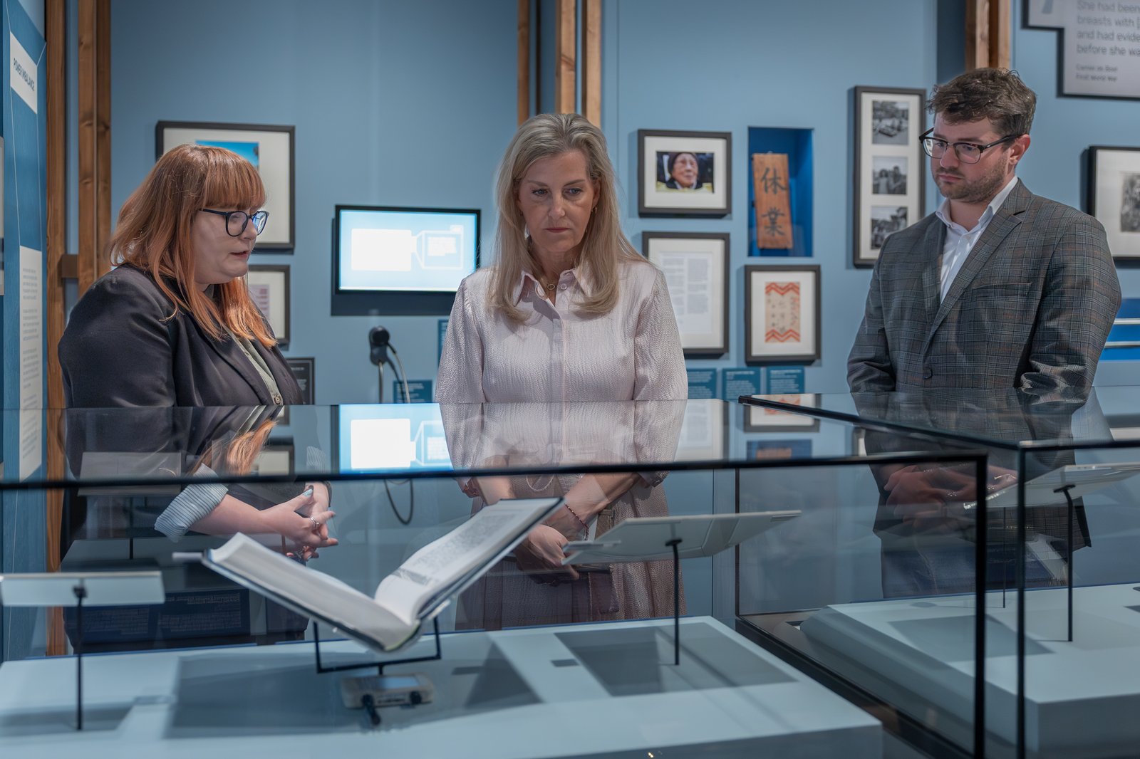 HRH The Duchess of Edinburgh meets Lead Curator, Helen Upcraft and Exhibitions Manager, Jack Davies as HRH visits Unsilenced: Sexual Violence in Conflict at IWM London (open until 2 November 2025). (© IWM)