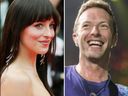 Dakota Johnson and Chris Martin are seen in a combination file photo.