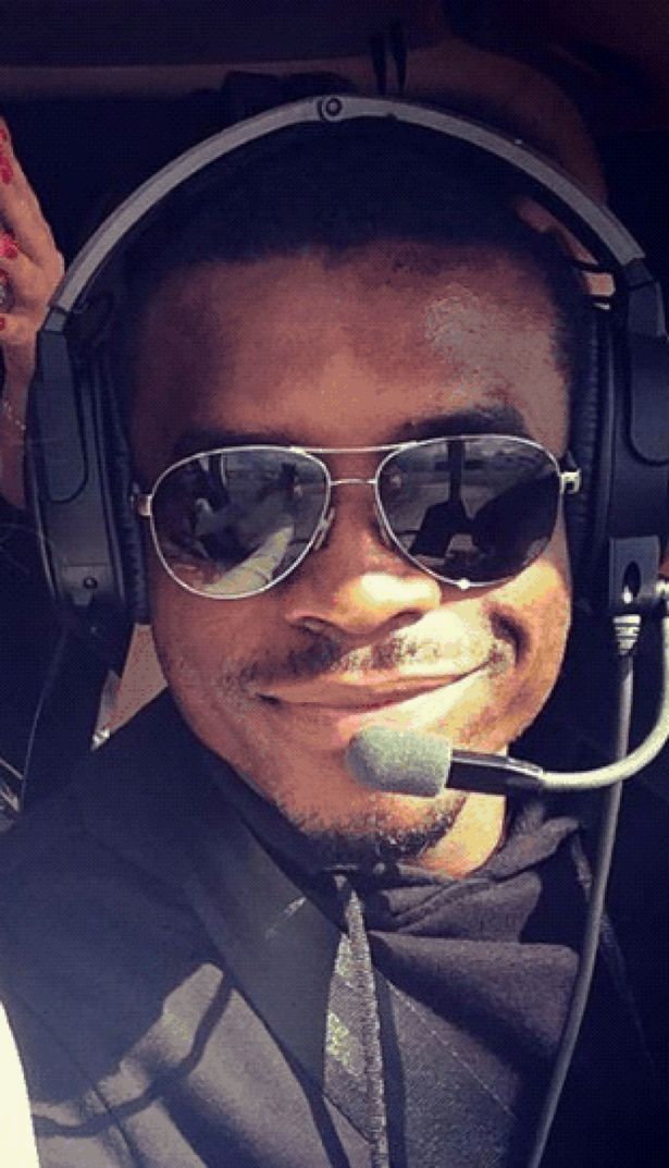 Former professional footballer Medi Abalimba enjoying a helicopter ride 