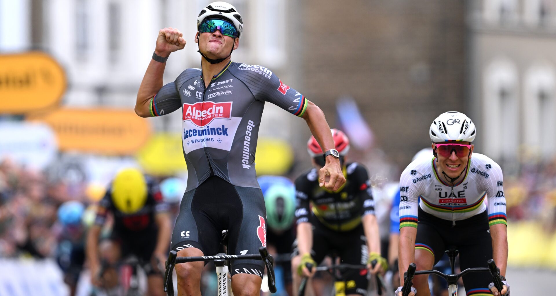 Mathieu van der Poel winning at the Tour de France