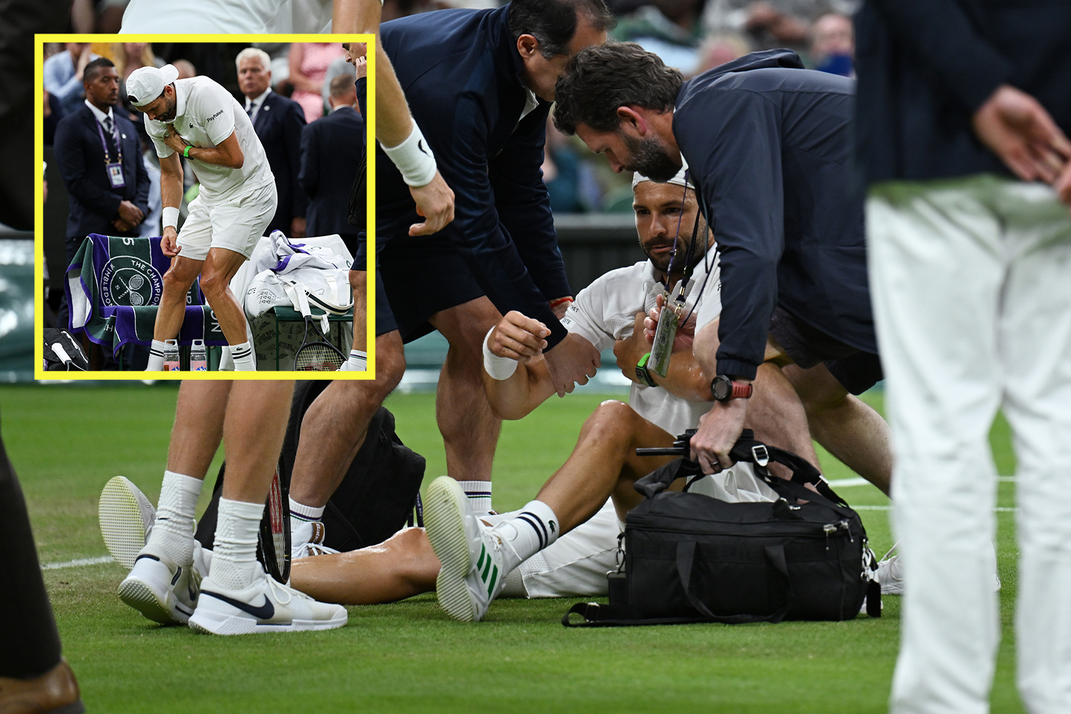 Wimbledon star in tears as he's forced to retire against Jannik Sinner despite leading as Grand Slam heartbreak continues