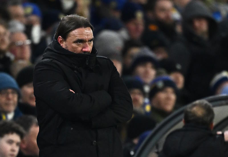Leeds United manager Daniel Farke looks on from the touchline