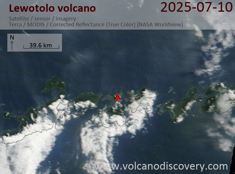Satellite image of Lewotolo volcano on 10 Jul 2025