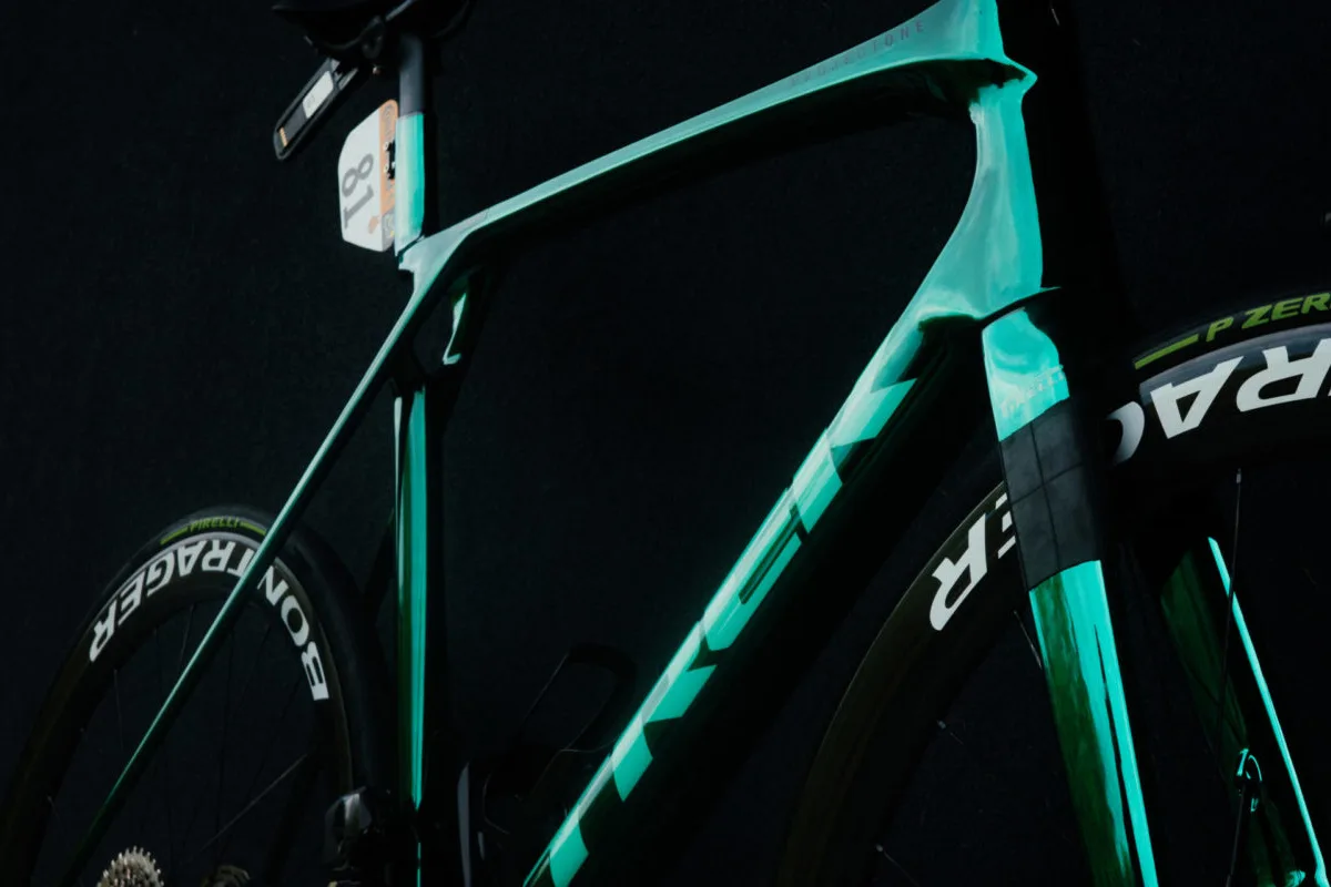 Jonathan Milan's green Trek Madone SLR for 2025 Tour de France.