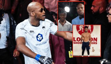 Michael Page walks to the octagon wearing a white t-shirt and sunglasses, Blocks show him with KSI, and a photo of Kia Jami