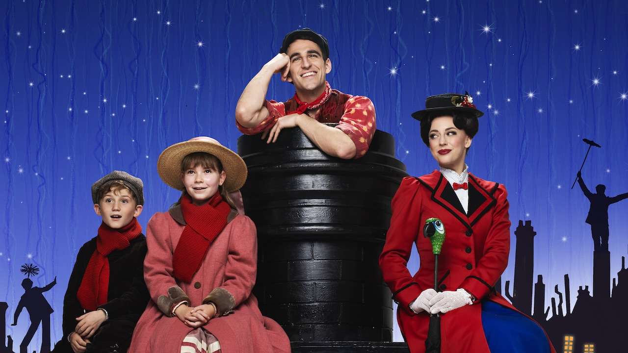 Mary Poppins UK Tour 2024 - Stefanie Jones, Jack Chambers, Florence Swann as Jane, William Stafford as Michael. Photo by Matt Crockett