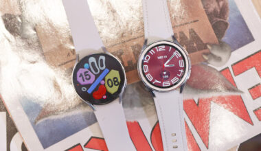 Both Samsung Galaxy Watch 6 series devices rest side by side.