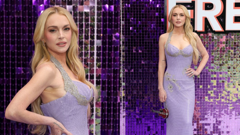 Lindsay Lohan makes a major reference with her dress at the London premiere of Freakier Friday.