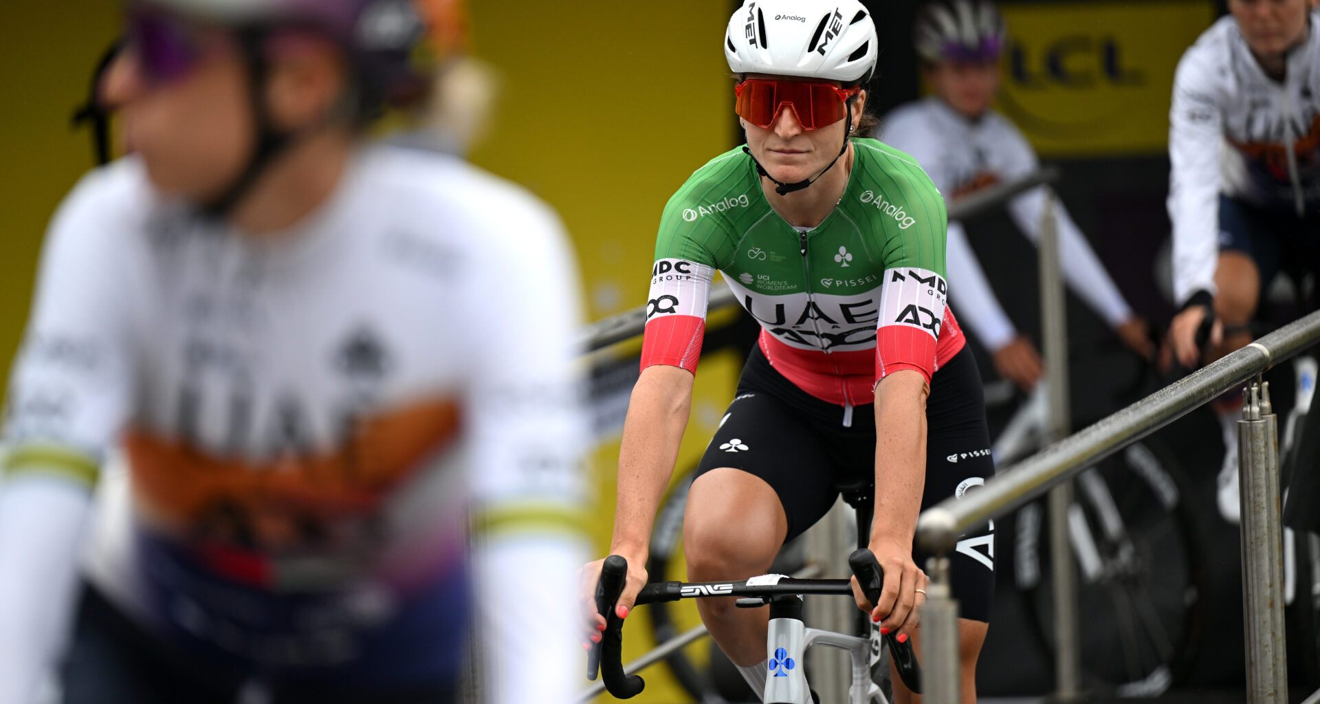 Elisa Longo Borghini of Italy and UAE Team ADQ prior to the 4th Tour de France Femmes 2025 before Stage 2