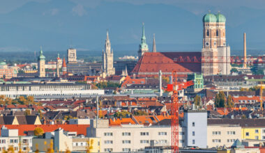 Munich Germany, City Skyline At City Center With Autumn Foliage Season