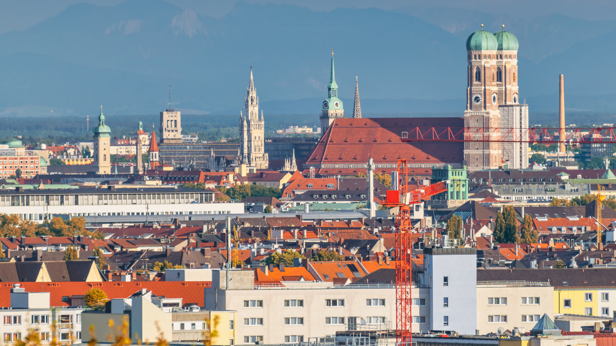 Munich Germany, City Skyline At City Center With Autumn Foliage Season