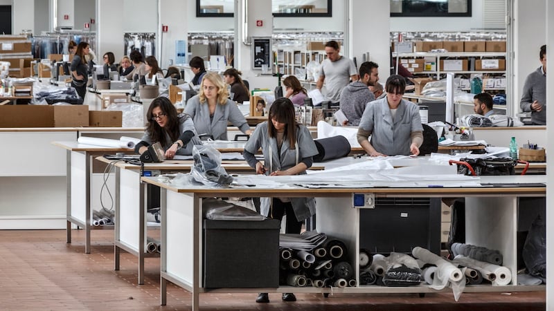 Employees at work at the Brunello Cucinelli headquarters in Solomeo, Italy.