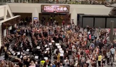 The City of Birmingham Symphony Orchestra performing in New Street Station