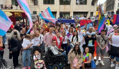 A group picture of Ealing Council staff at Pride in London
