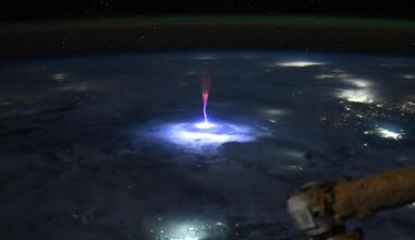 ISS Astronaut Captures Photo of Rare Lightning Sprite Shooting Upward %